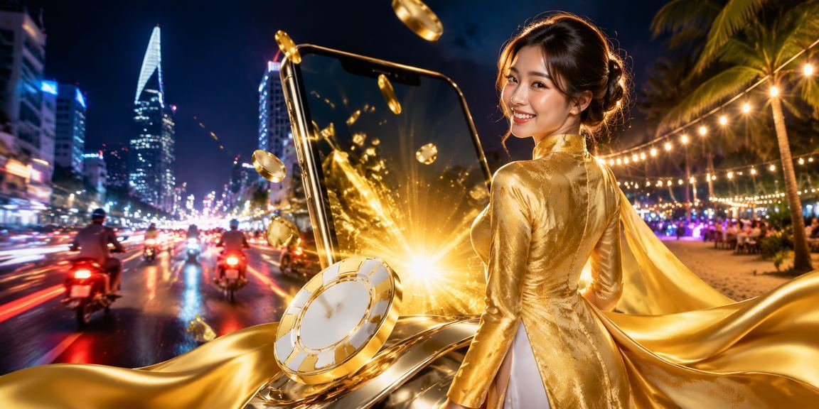 Người phụ nữ mặc áo dài sử dụng ứng dụng casino trên điện thoại tại TP. Hồ Chí Minh